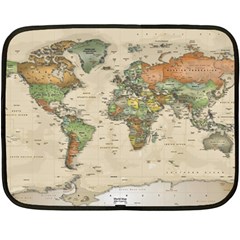 Vintage World Map Aesthetic Two Sides Fleece Blanket (mini) by Cemarart