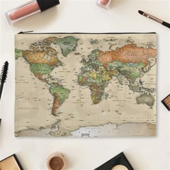 Vintage World Map Aesthetic Cosmetic Bag (xl) by Cemarart