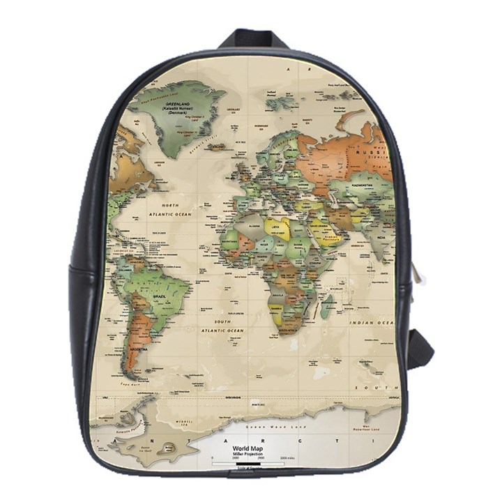 Vintage World Map Aesthetic School Bag (Large)