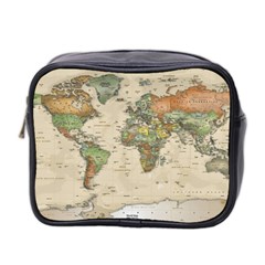 Vintage World Map Aesthetic Mini Toiletries Bag (two Sides) by Cemarart