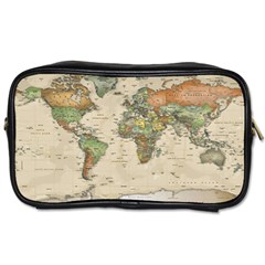 Vintage World Map Aesthetic Toiletries Bag (one Side) by Cemarart