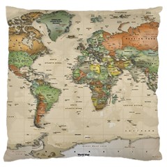 Vintage World Map Aesthetic Large Cushion Case (two Sides) by Cemarart