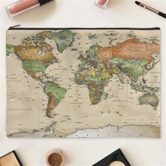 Vintage World Map Aesthetic Cosmetic Bag (xxxl) by Cemarart