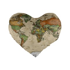 Vintage World Map Aesthetic Standard 16  Premium Heart Shape Cushions by Cemarart