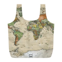 Vintage World Map Aesthetic Full Print Recycle Bag (l) by Cemarart