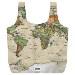 Vintage World Map Aesthetic Full Print Recycle Bag (xl) by Cemarart