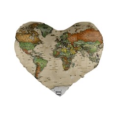 Vintage World Map Aesthetic Standard 16  Premium Flano Heart Shape Cushions by Cemarart