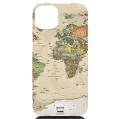 Vintage World Map Aesthetic Iphone 14 Plus Black Uv Print Case by Cemarart