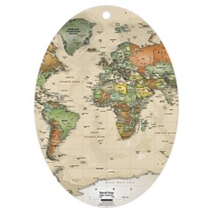 Vintage World Map Aesthetic Uv Print Acrylic Ornament Oval by Cemarart