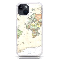 Vintage World Map Aesthetic Iphone 14 Tpu Uv Print Case by Cemarart