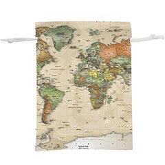 Vintage World Map Aesthetic Lightweight Drawstring Pouch (xl) by Cemarart