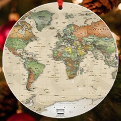 Vintage World Map Aesthetic Uv Print Acrylic Ornament Round