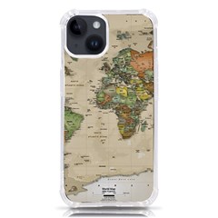 Vintage World Map Aesthetic Iphone 14 Tpu Uv Print Case by Cemarart