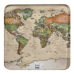 Vintage World Map Aesthetic Square Glass Fridge Magnet (4 Pack) by Cemarart