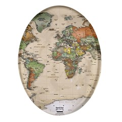 Vintage World Map Aesthetic Oval Glass Fridge Magnet (4 Pack) by Cemarart