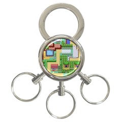 Pixel Map Game 3-ring Key Chain