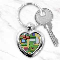 Pixel Map Game Key Chain (heart) by Cemarart