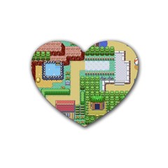 Pixel Map Game Rubber Coaster (heart) by Cemarart