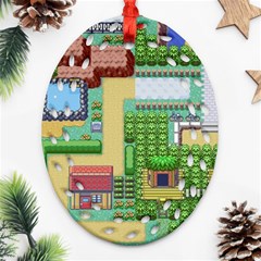 Pixel Map Game Oval Filigree Ornament (two Sides) by Cemarart