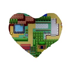 Pixel Map Game Standard 16  Premium Heart Shape Cushions by Cemarart