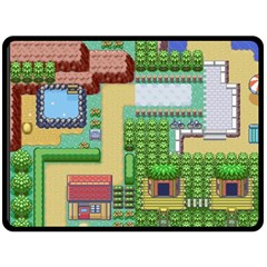 Pixel Map Game Two Sides Fleece Blanket (large) by Cemarart