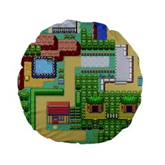 Pixel Map Game Standard 15  Premium Flano Round Cushions by Cemarart