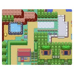 Pixel Map Game Two Sides Premium Plush Fleece Blanket (medium) by Cemarart