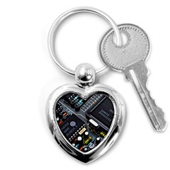 Motherboard Board Circuit Electronic Technology Key Chain (heart) by Cemarart