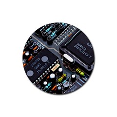 Motherboard Board Circuit Electronic Technology Rubber Coaster (round) by Cemarart