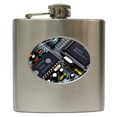 Motherboard Board Circuit Electronic Technology Hip Flask (6 Oz) by Cemarart