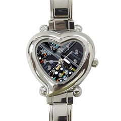 Motherboard Board Circuit Electronic Technology Heart Italian Charm Watch by Cemarart