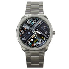 Motherboard Board Circuit Electronic Technology Sport Metal Watch by Cemarart