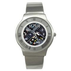 Motherboard Board Circuit Electronic Technology Stainless Steel Watch by Cemarart