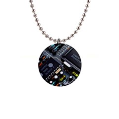 Motherboard Board Circuit Electronic Technology 1  Button Necklace by Cemarart