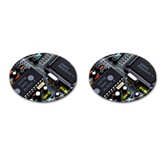 Motherboard Board Circuit Electronic Technology Cufflinks (oval) by Cemarart