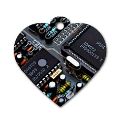 Motherboard Board Circuit Electronic Technology Dog Tag Heart (one Side) by Cemarart