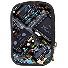 Motherboard Board Circuit Electronic Technology Compact Camera Leather Case by Cemarart