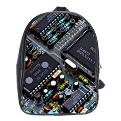 Motherboard Board Circuit Electronic Technology School Bag (large) by Cemarart