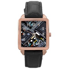 Motherboard Board Circuit Electronic Technology Rose Gold Leather Watch  by Cemarart