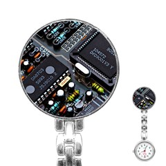 Motherboard Board Circuit Electronic Technology Stainless Steel Nurses Watch by Cemarart