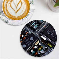 Motherboard Board Circuit Electronic Technology Uv Print Round Tile Coaster by Cemarart