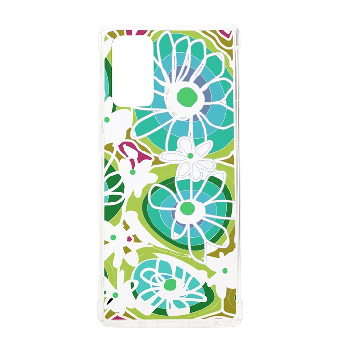 Mazipoodles Love Flowers - Olive Teal Green Purple White-  Samsung Galaxy Note 20 TPU UV Case