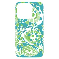 Mazipoodles Love Flowers - Teal Green Iphone 14 Pro Black Uv Print Case by Mazipoodles