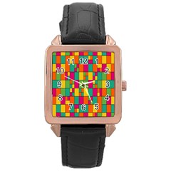 Abstract-background Rose Gold Leather Watch  by nateshop