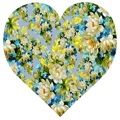 Background-flowers Wooden Puzzle Heart by nateshop