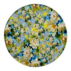 Background-flowers Round Glass Fridge Magnet (4 Pack)