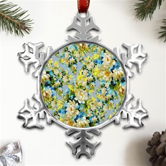 Background-flowers Metal Small Snowflake Ornament by nateshop