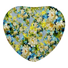 Background-flowers Heart Glass Fridge Magnet (4 Pack) by nateshop