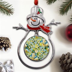 Background-flowers Metal Snowman Ornament by nateshop