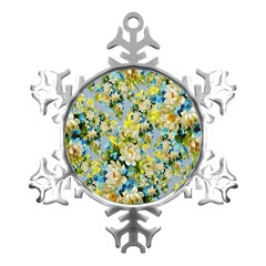 Background-flowers Metal Small Snowflake Ornament by nateshop